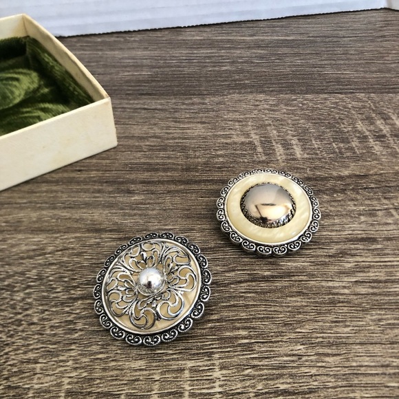 Vtg West Germany Silver Scarf Clips - Picture 6 of 11